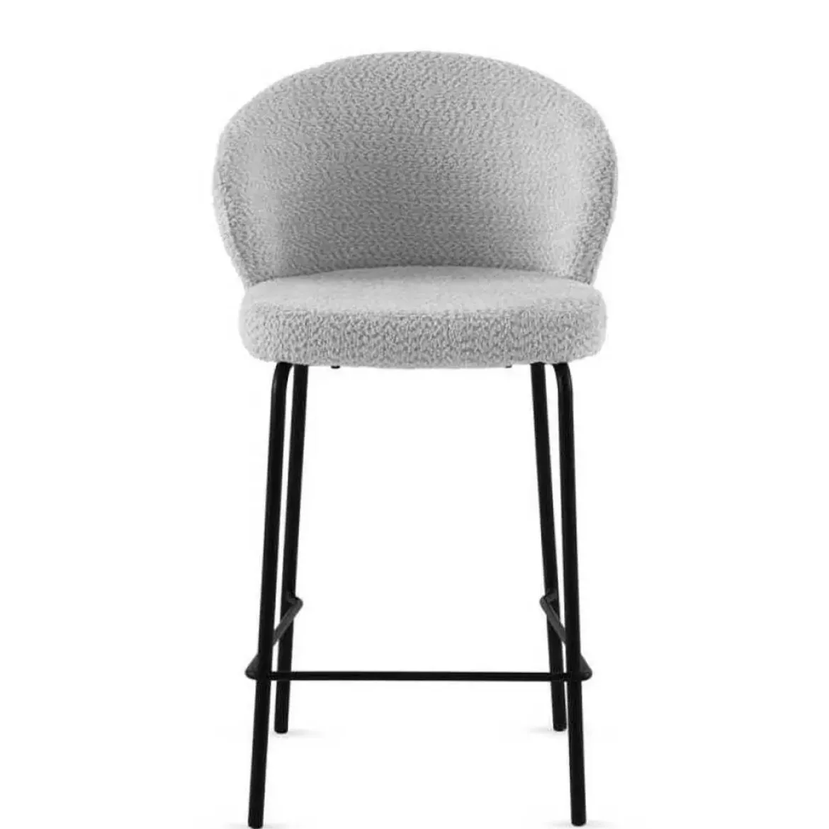 Juego de 2 Taburetes con Respaldo Tapizados en Chenilla con Patas Metal GABAR