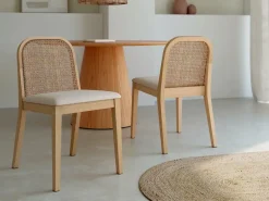 Juego 2 sillas con Asiento Tapizado Nácar y Madera color Negro TILIA CG3014NR