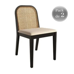 Juego 2 sillas con Asiento Tapizado Nácar y Madera color Negro TILIA CG3014NR