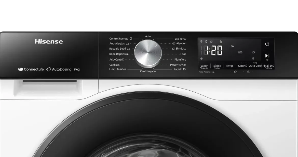 Lavadora Hisense 9kg 1400rpm Autodosificador WiFi A Inverter WF3S9045BW3