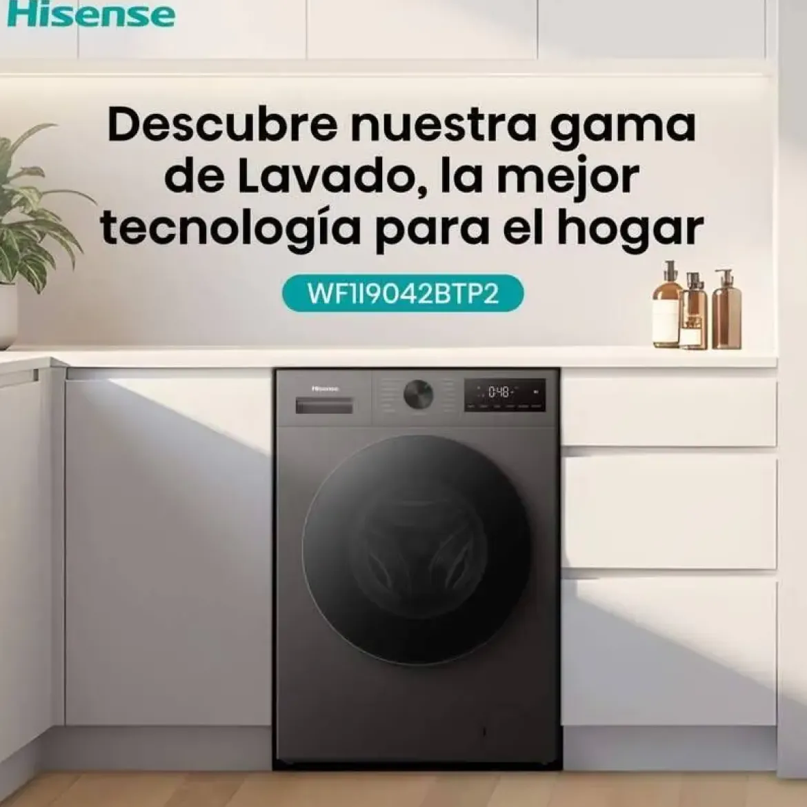 Lavadora Hisense 9 Kg 1400 RPM Inox Clase AWF1I9042BTP2