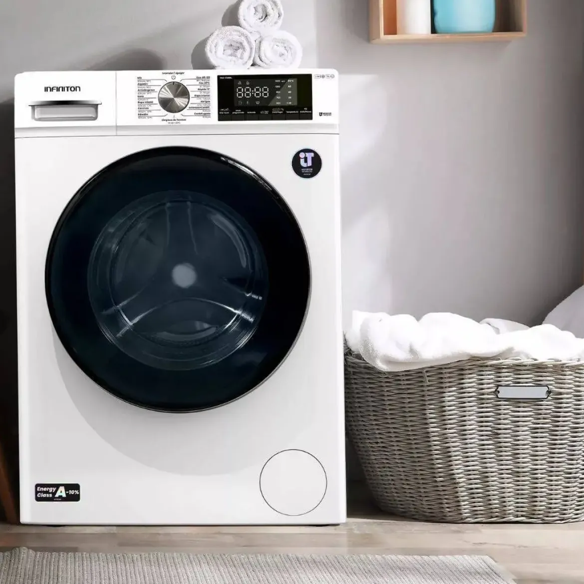 Lavadora 10 kg 1400 rpm Clase A Inverter Función Vapor INFINITON WMS14BAL