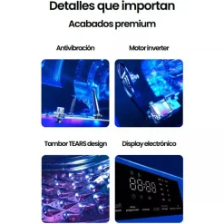 Lavadora 10 kg 1400 rpm Clase A Inverter Función Vapor INFINITON WMS14BAL