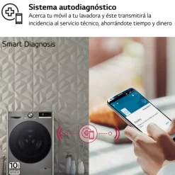 Lavadora LG 10.5kg 1400rpm Clase A con Vapor Steam+ Inox F4WR7010AGS