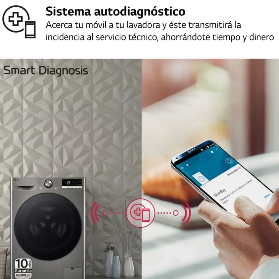 Lavadora LG 10.5kg 1400rpm Clase A con Vapor Steam+ Inox F4WR7010AGS
