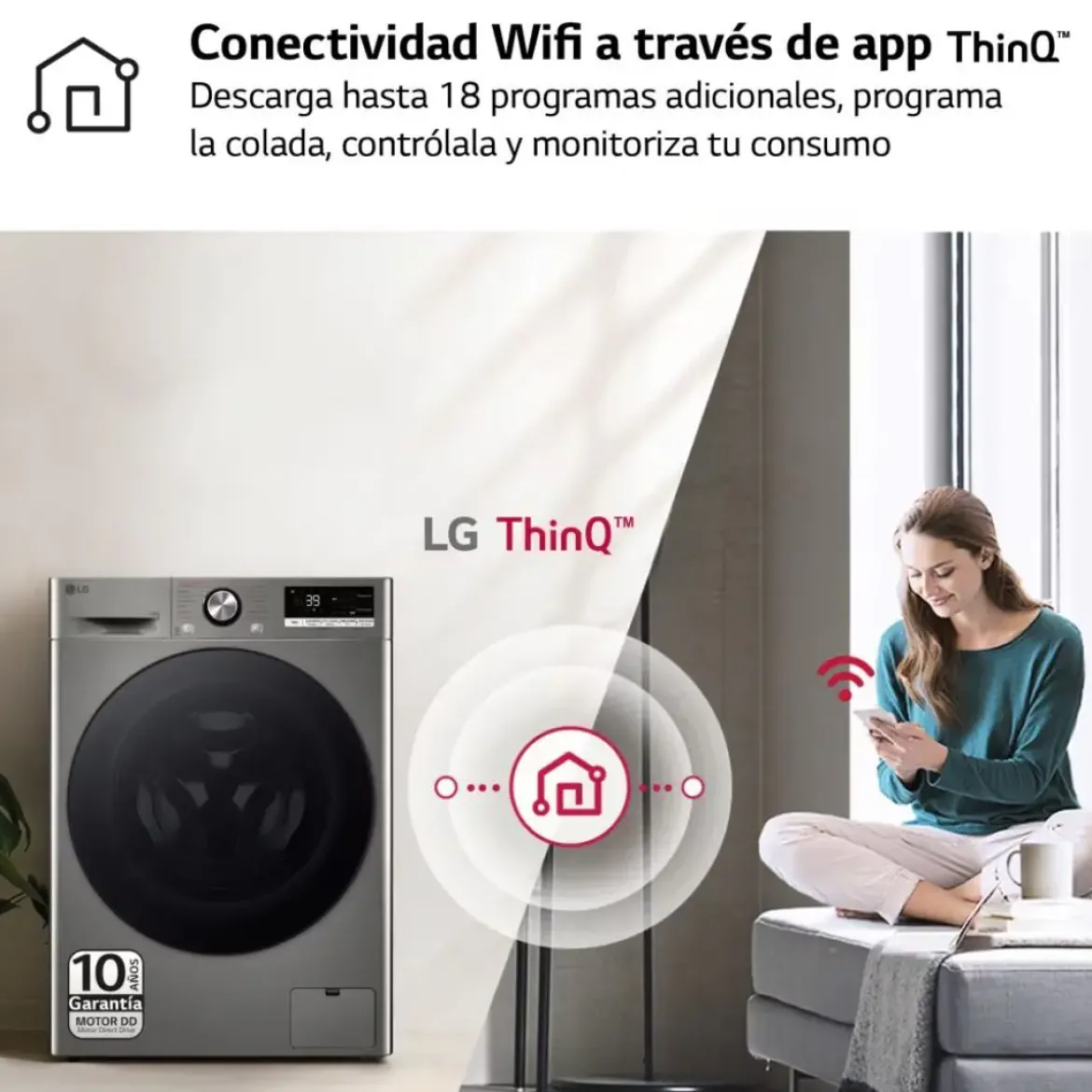 Lavadora LG 10.5kg 1400rpm Clase A con Vapor Steam+ Inox F4WR7010AGS