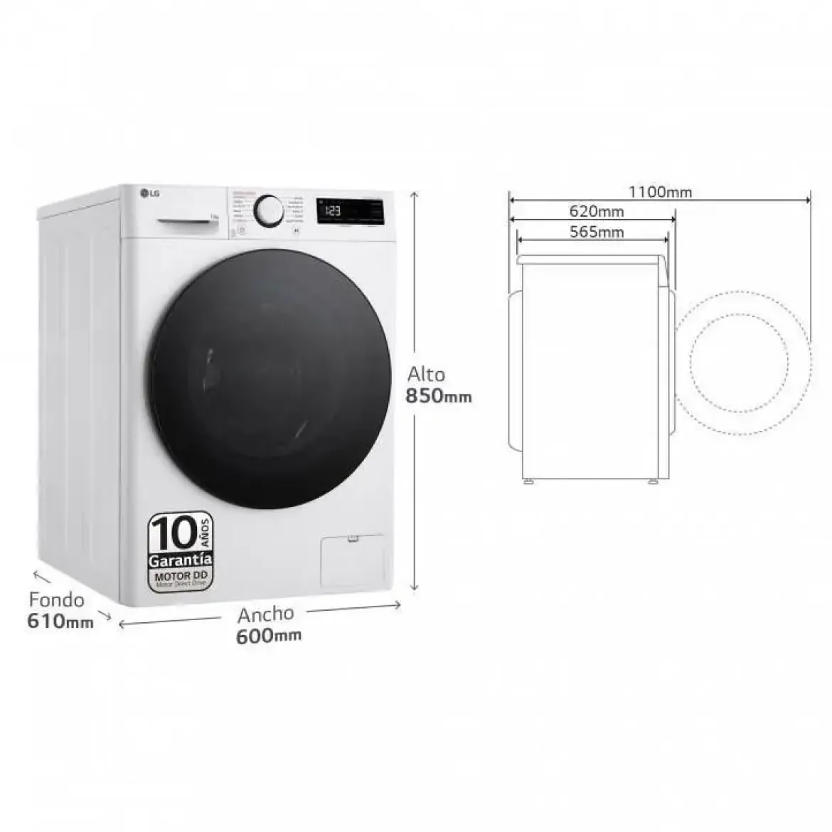 Lavadora LG 13 Kg 1400 rpm Clase A-10% F4WR6013AGW