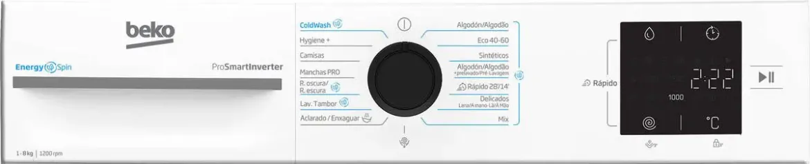 Lavadora Libre Instalación 8 Kg 1200 Rpm Clase A BEKO B300 BM3WFT3821WB