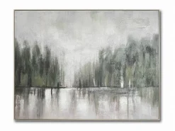 Lienzo Decorativo Abstracto Orilla de Río Verde 92 cm 80-237