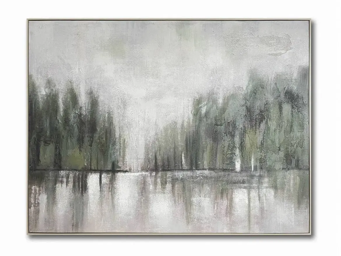 Lienzo Decorativo Abstracto Orilla de Río Verde 92 cm 80-237