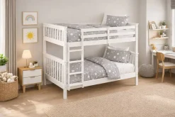Litera de Madera Maciza Convertible Blanca CAMILA