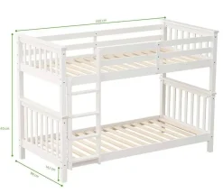Litera de Madera Maciza Convertible Blanca CAMILA