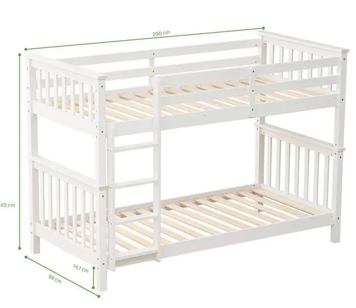 Litera de Madera Maciza Convertible Blanca CAMILA