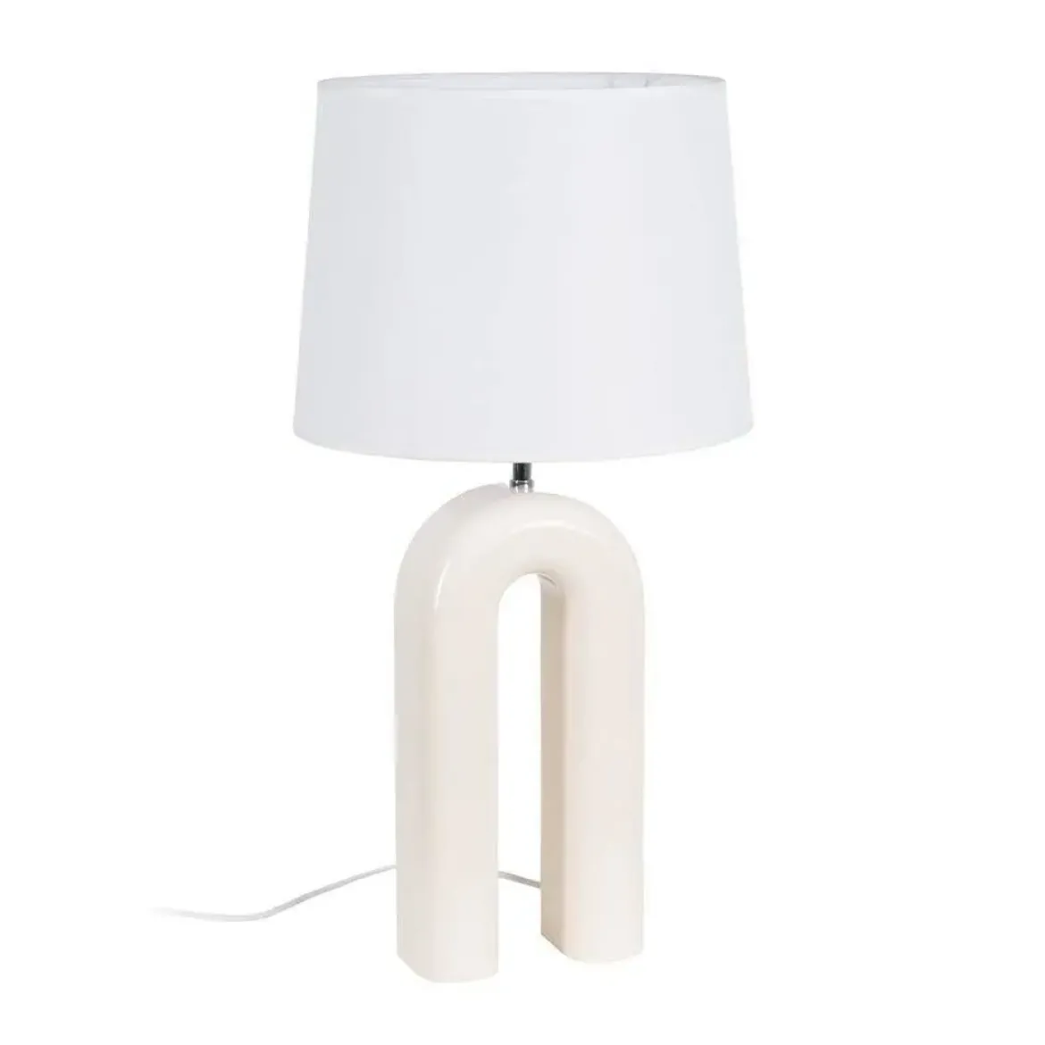 Lámpara de Mesa Crema 70 cm con Base DM Lacado y Casquillo E27 614899