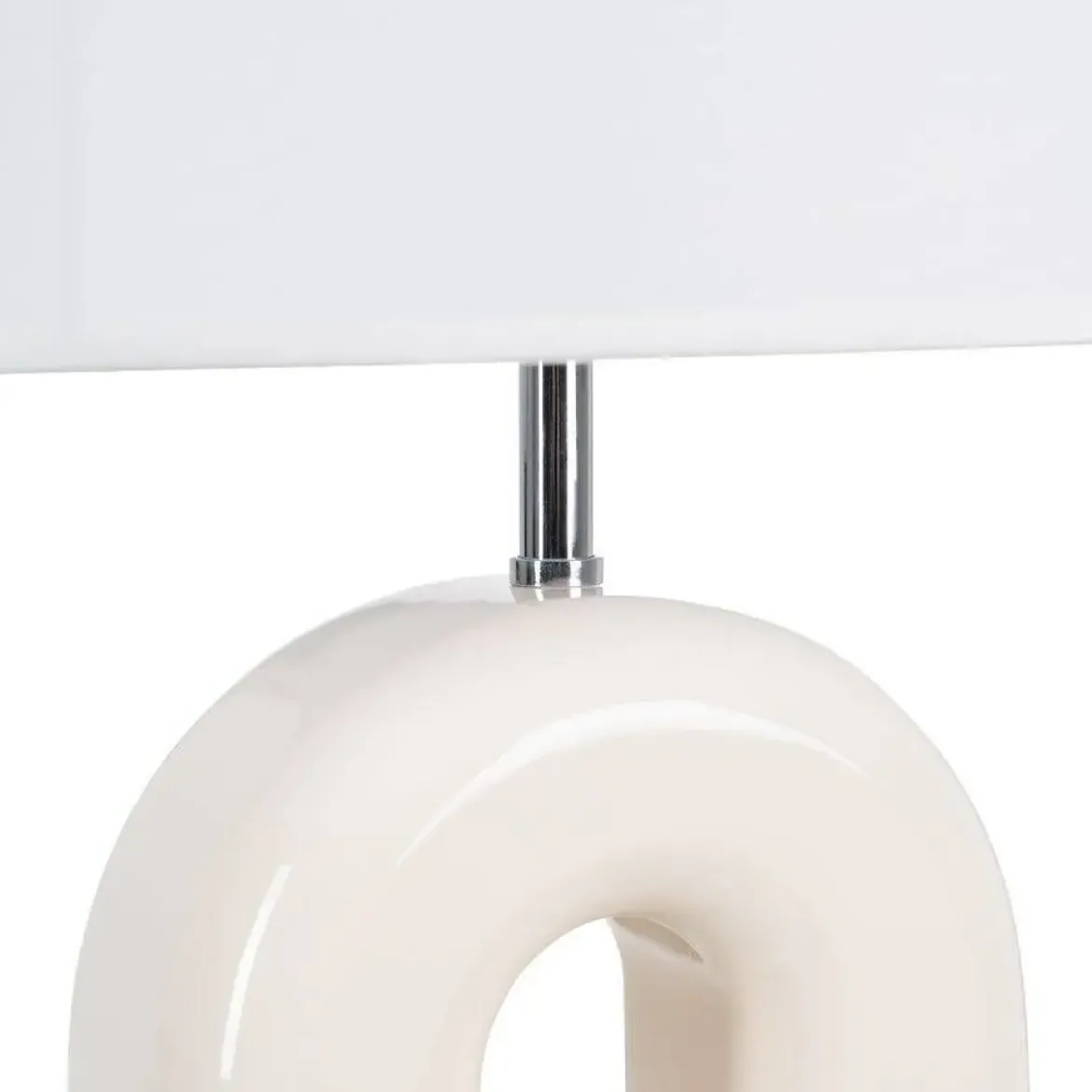 Lámpara de Mesa Crema 70 cm con Base DM Lacado y Casquillo E27 614899