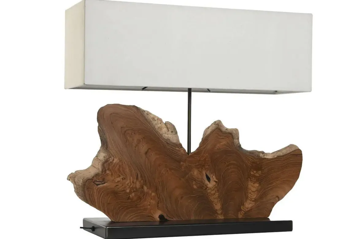 Lámpara de Mesa Teca Y Hierro LA-217901
