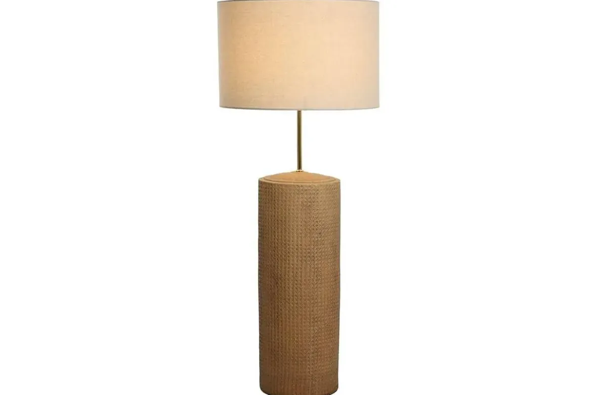 Lámpara de Pie Cerámica Y Lino Beige LA-217694