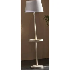 Lámpara de Pie 161 cm con Pantalla Blanca y Pie de Madera SOVAL 51-207