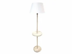 Lámpara de Pie 161 cm con Pantalla Blanca y Pie de Madera SOVAL 51-207