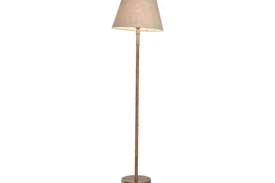 Lámpara de Pie Latón Ratán Natural LA-219583