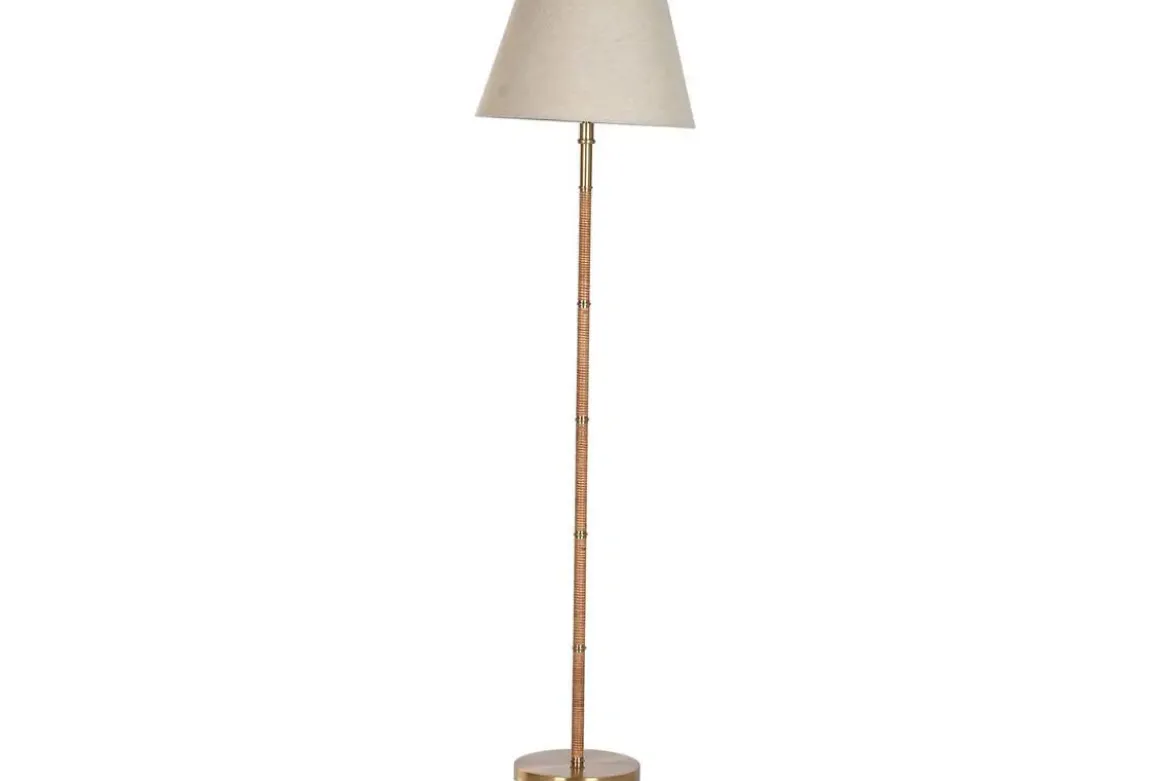 Lámpara de Pie Latón Ratán Natural LA-219583