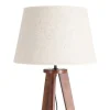 Lámpara de Pie Marrón con Tulipa de Lino y Madera 50 cm 615776