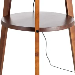 Lámpara de Pie Marrón con Tulipa de Lino y Madera 50 cm 615776