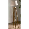 Lámpara de Pie MILETO Patas Forma trípode de Madera Natural y Pantalla Beige 32-218