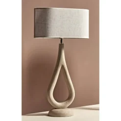 Lámpara de Sobremesa 65 cm de Madera Natural y Pantalla de Poliéster CRONOS 50-134