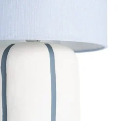 Lámpara de Suelo de Cerámica Azul con Pantalla 615712