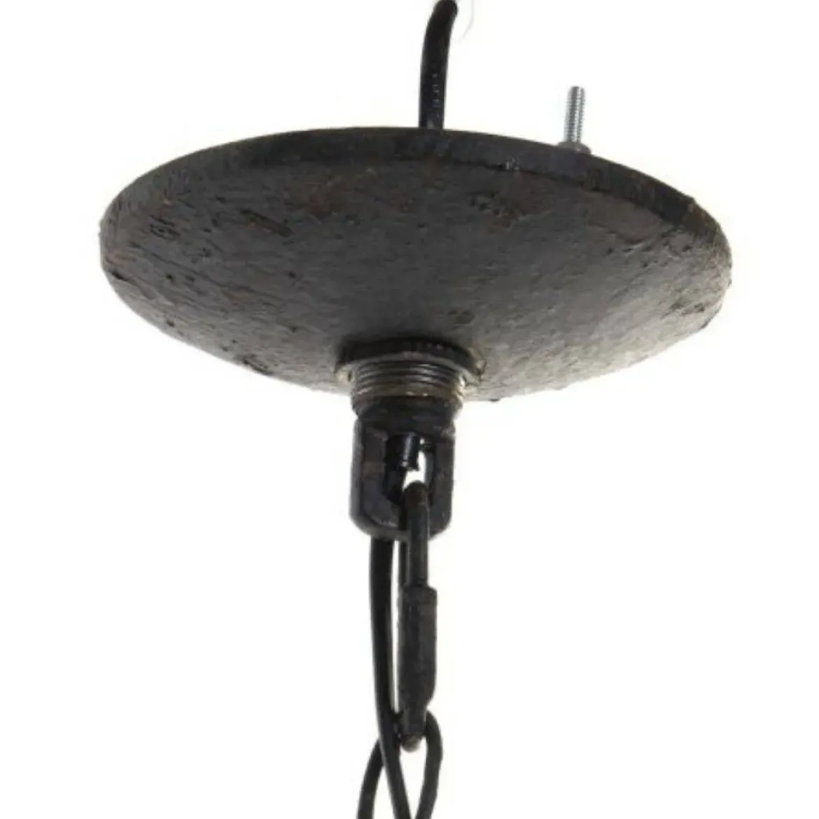 Lámpara de Techo en Metal Negro Envejecido con Hojas de 4 Bombillas