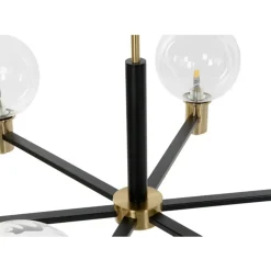 Lámpara de Techo Estructura de Metal Color Dorado y Negro con 6 Bombillas de Cristal LA-206013