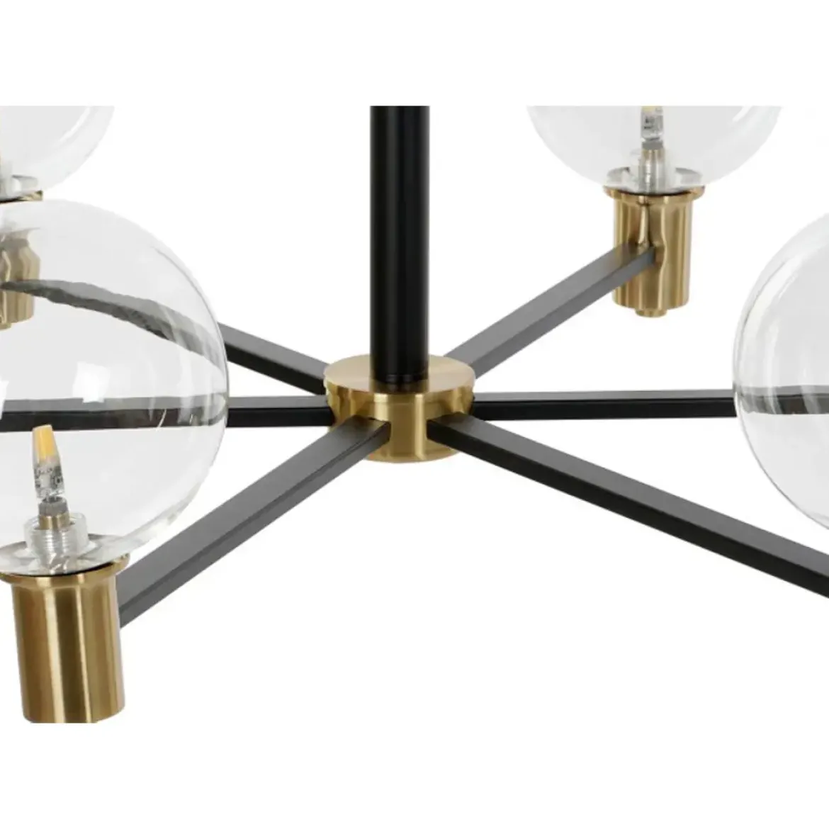 Lámpara de Techo Estructura de Metal Color Dorado y Negro con 6 Bombillas de Cristal LA-206013