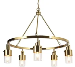 Lámpara de Techo Metal Y Cristal Dorado LA-206014