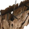 Lámpara de Techo Teca y Hierro Artesanal LA-217895