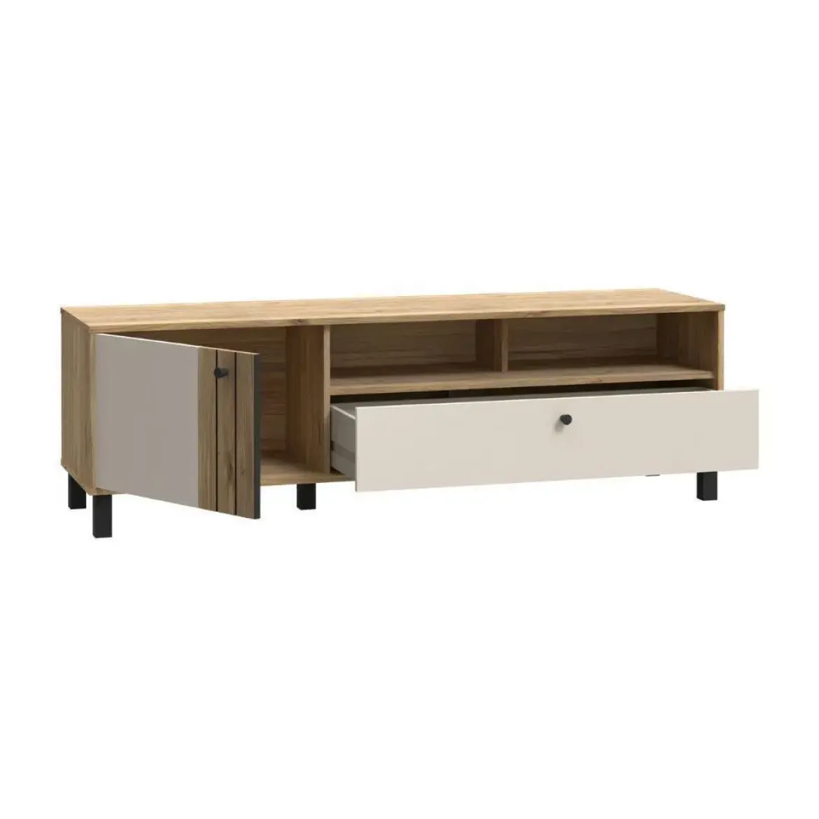 Módulo de TV en Roble y Sand con 1 Puerta y 1 Cajón KILLARNEY KQLT122L-M802