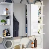 Módulo Rinconero de Baño con Estantes Suspendido Blanco 305081BO