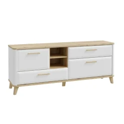 Módulo TV 2 Puertas y 2 Cajones Blanco y Roble WARDIOL WRDT233L-M982