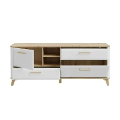 Módulo TV 2 Puertas y 2 Cajones Blanco y Roble WARDIOL WRDT233L-M982