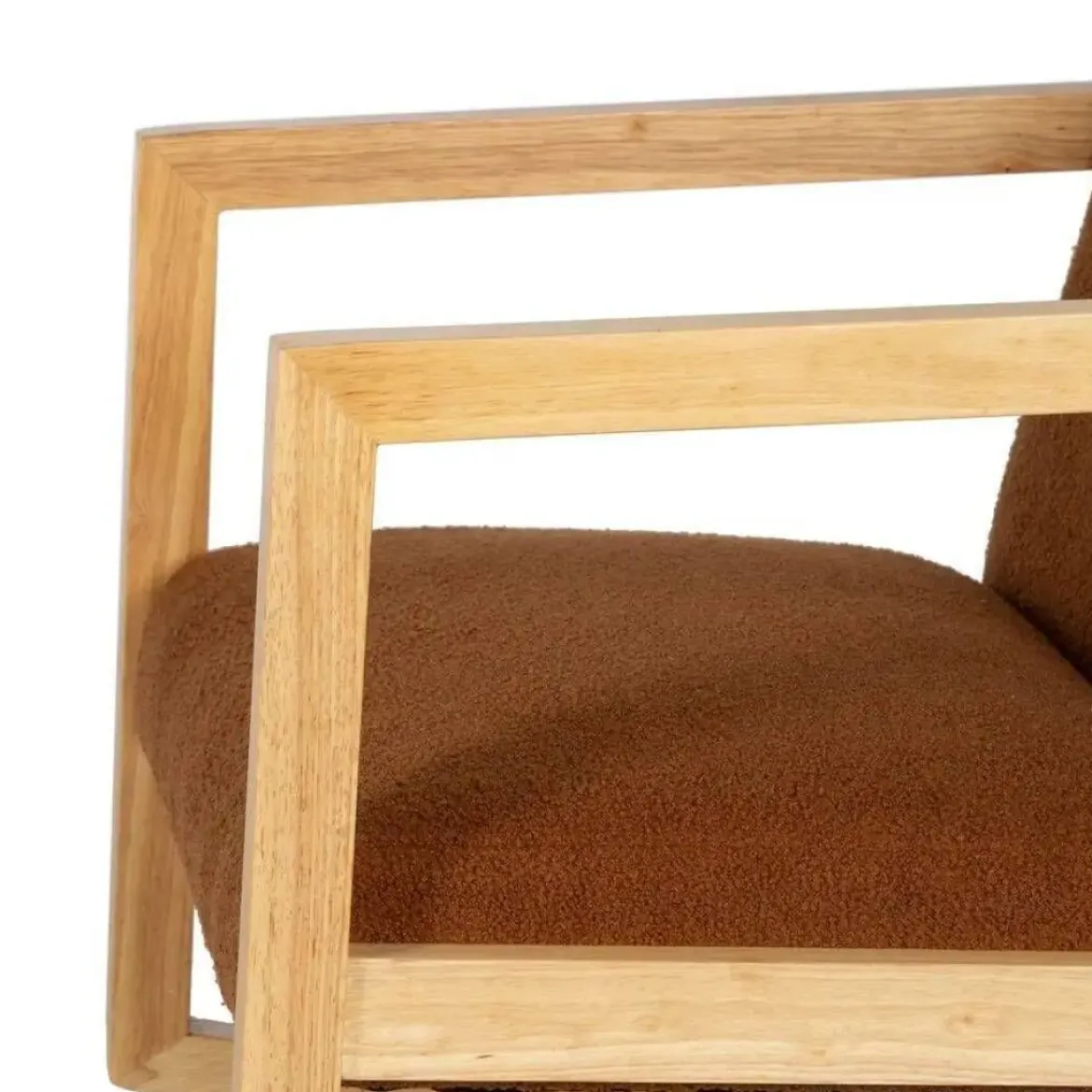Mecedora de Madera de Caucho con Tapizado Borreguito Marrón 609294