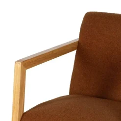 Mecedora de Madera de Caucho con Tapizado Borreguito Marrón 609294