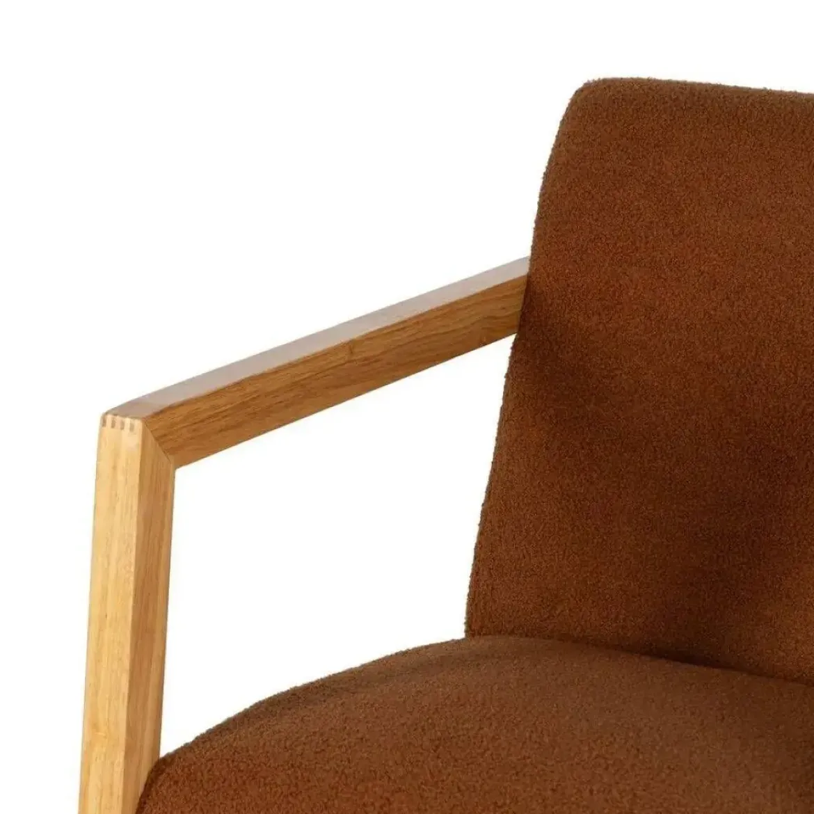 Mecedora de Madera de Caucho con Tapizado Borreguito Marrón 609294