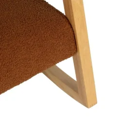 Mecedora de Madera de Caucho con Tapizado Borreguito Marrón 609294