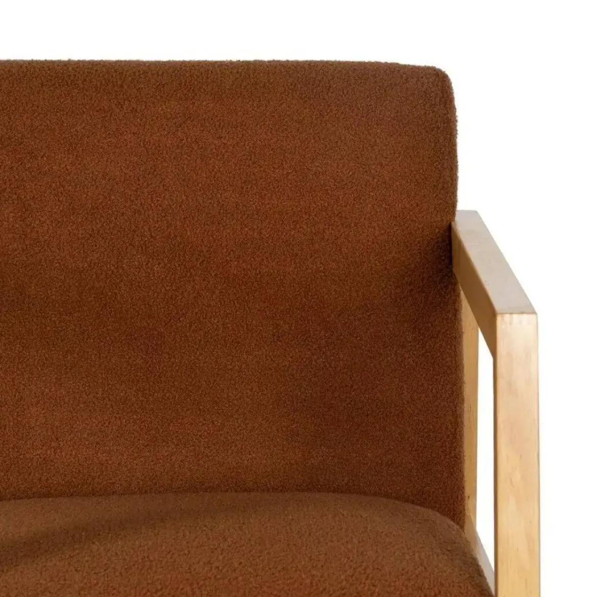 Mecedora de Madera de Caucho con Tapizado Borreguito Marrón 609294