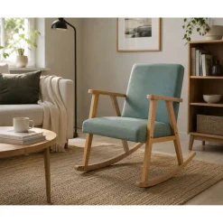 Mecedora de Madera de Haya Tapizado en Poliéster MB-206410