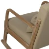 Mecedora de Madera Natural con Tapizado Beige 66 cm 613835