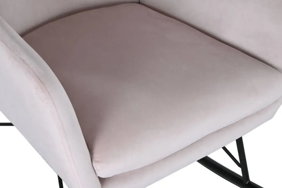 Mecedora Metal‑Poliéster Terciopelo Rosa MB-211337