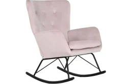 Mecedora Metal‑Poliéster Terciopelo Rosa MB-211337