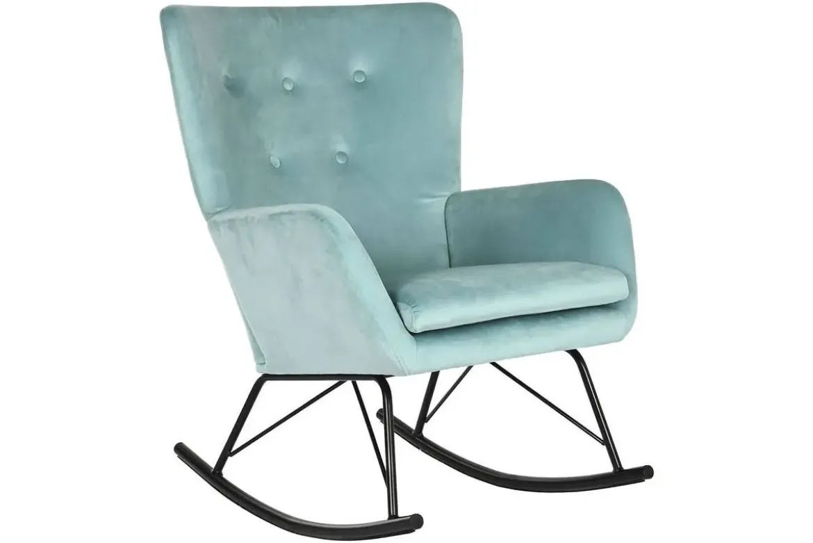 Mecedora Metal‑Poliéster Terciopelo Azul MB-211338