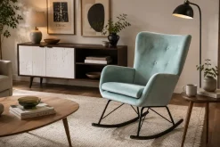 Mecedora Metal‑Poliéster Terciopelo Azul MB-211338